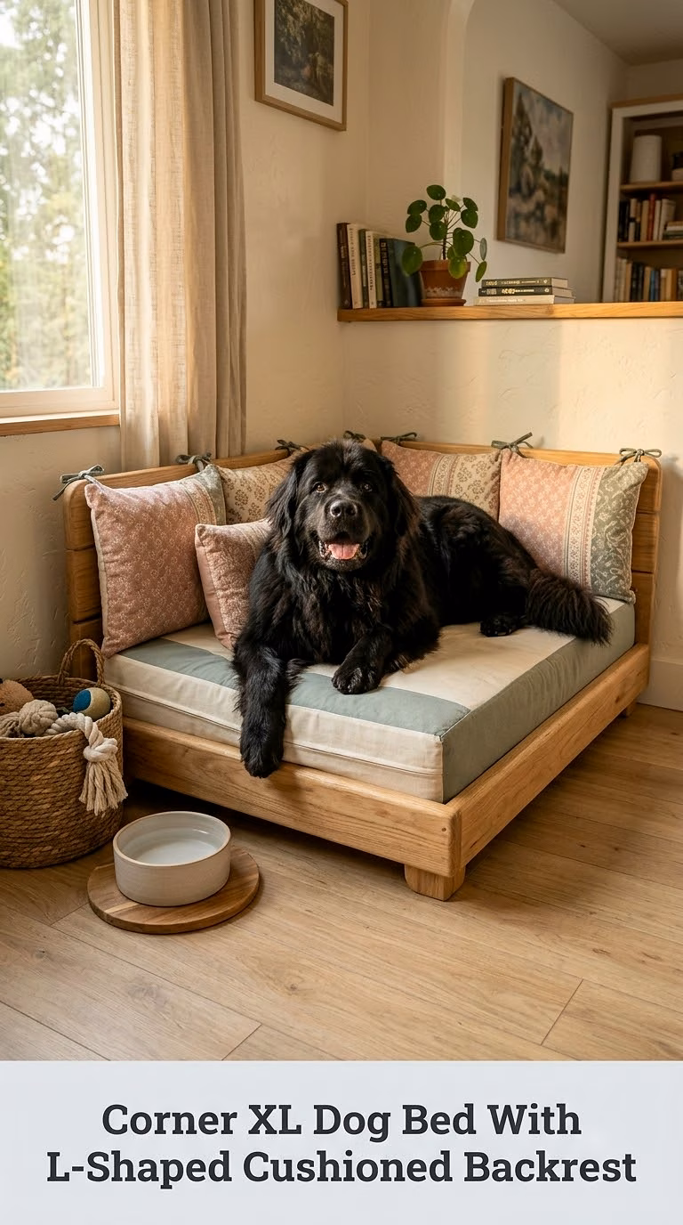 Corner XL Dog Bed With L-Shaped Cushioned Backrest