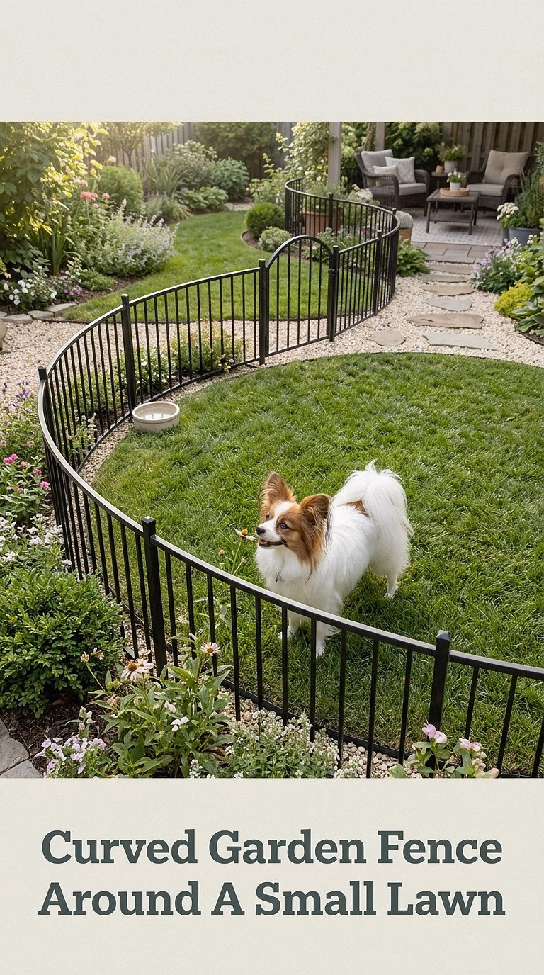Curved Garden Fence Around A Small Lawn