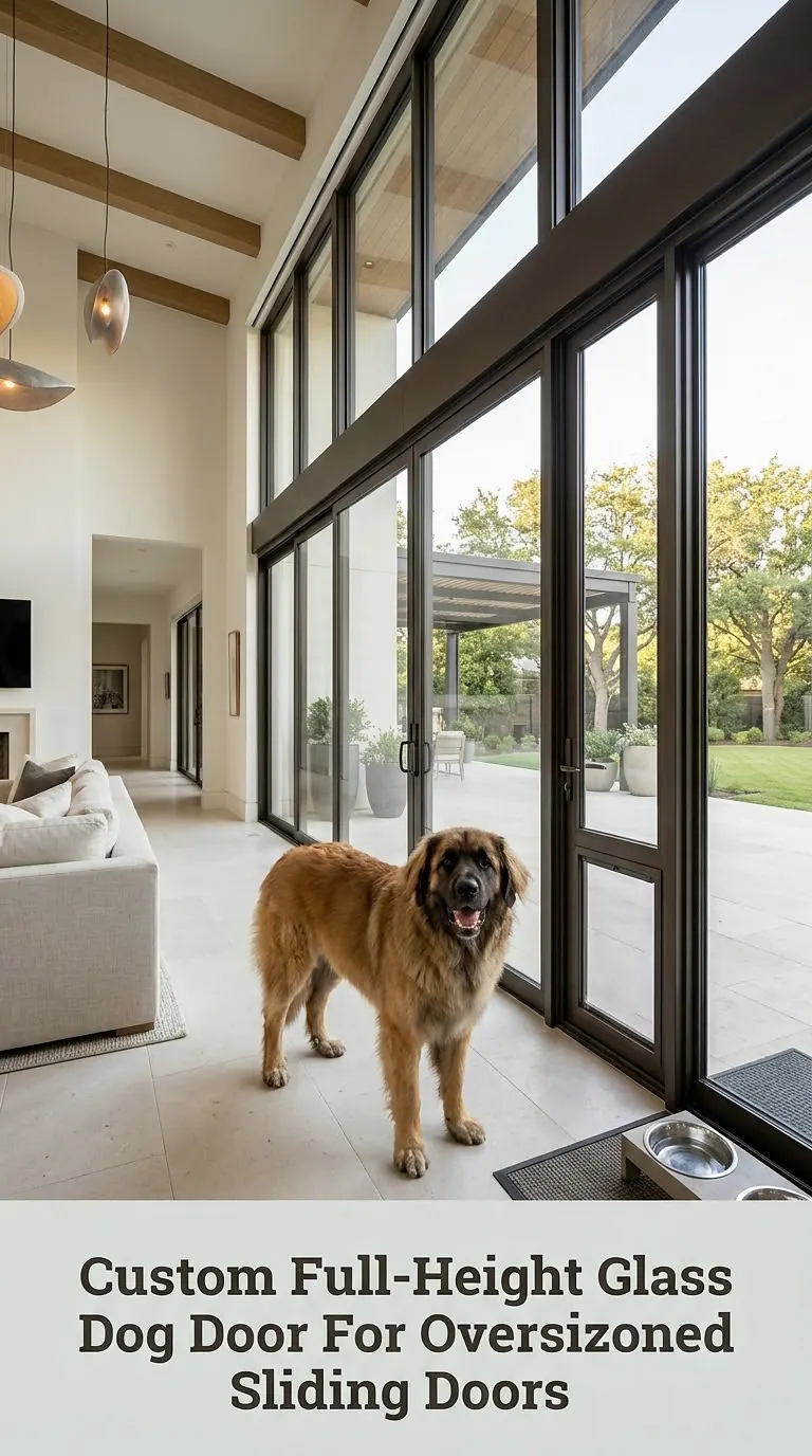 Custom Full-Height Glass Dog Door For Oversized Sliding Doors