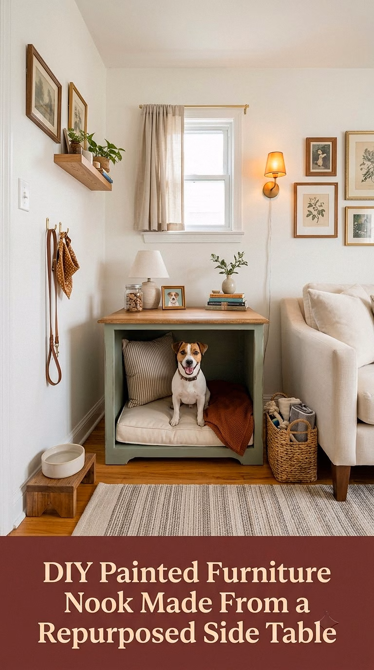 12. DIY Painted Furniture Nook Made From a Repurposed Side Table