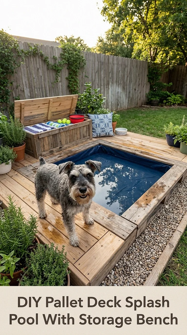 DIY Pallet Deck Splash Pool With Storage Bench