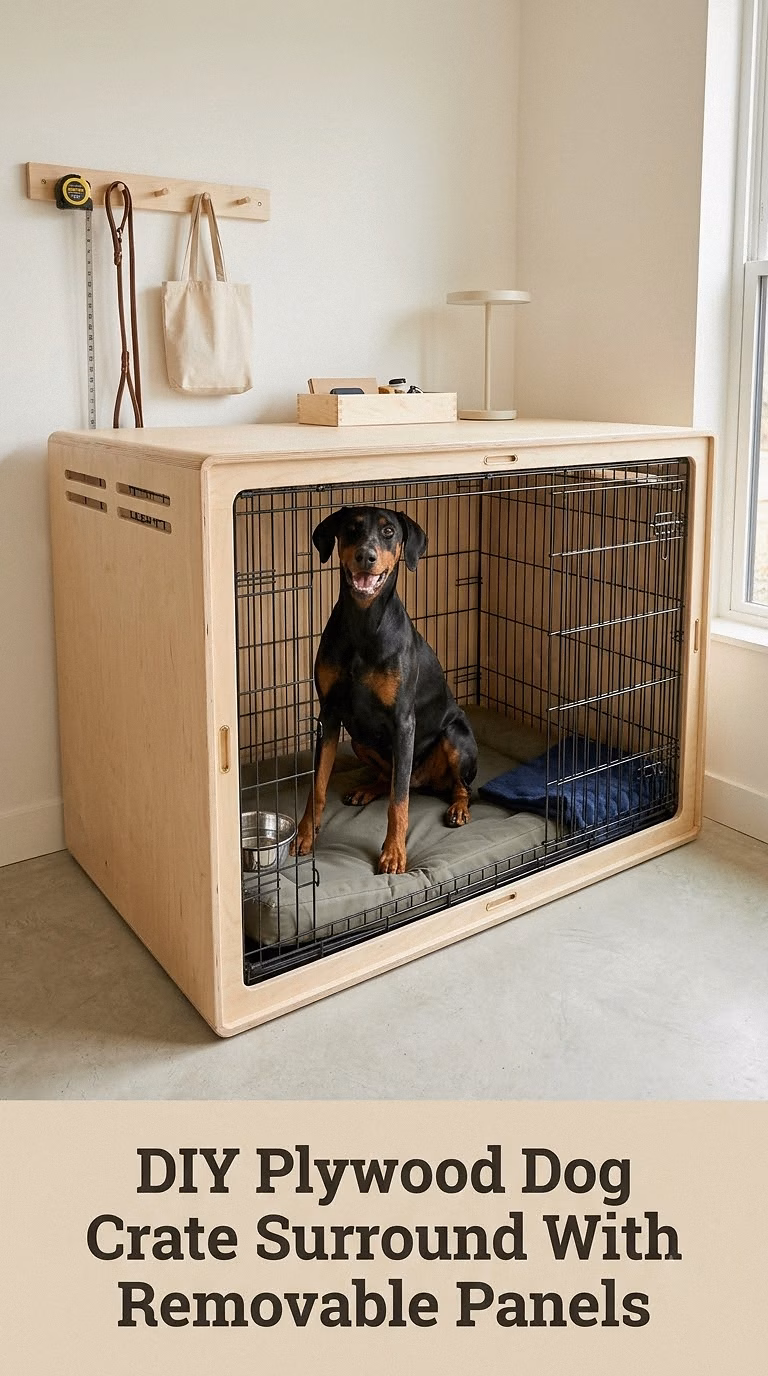 DIY Plywood Dog Crate Surround With Removable Panels