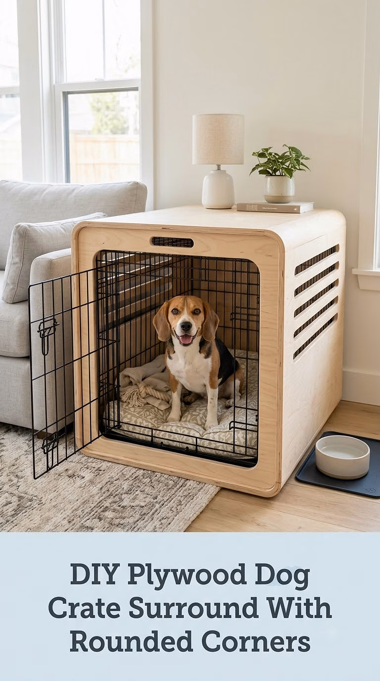 DIY Plywood Dog Crate Surround With Rounded Corners