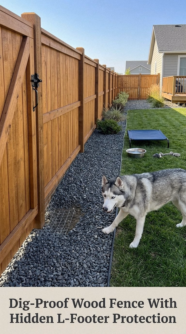 Dig-Proof Wood Fence With Hidden L-Footer Protection