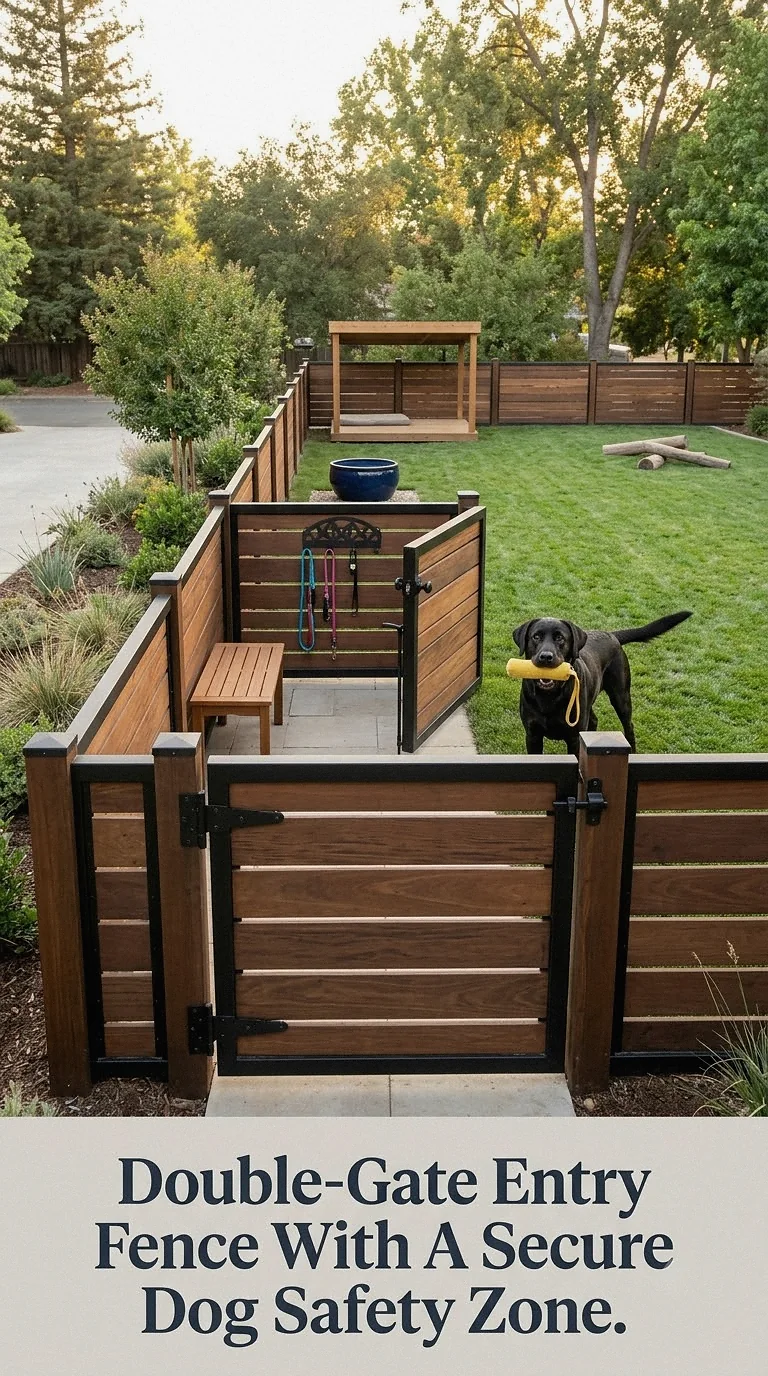 Double-Gate Entry Fence With A Secure Dog Safety Zone