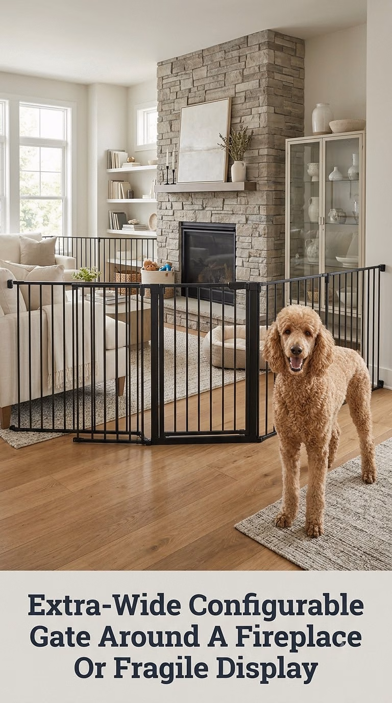 Extra-Wide Configurable Gate Around A Fireplace Or Fragile Display