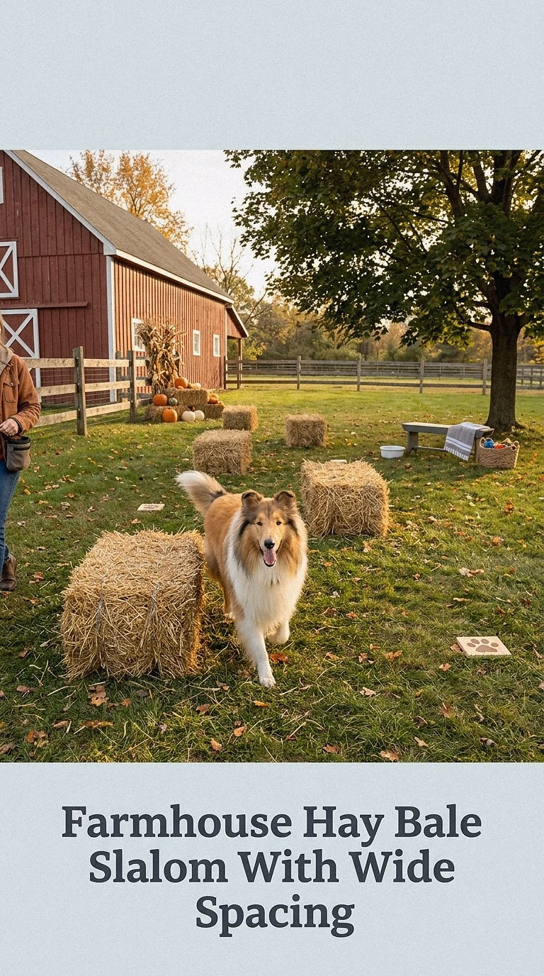 Farmhouse Hay Bale Slalom With Wide Spacing