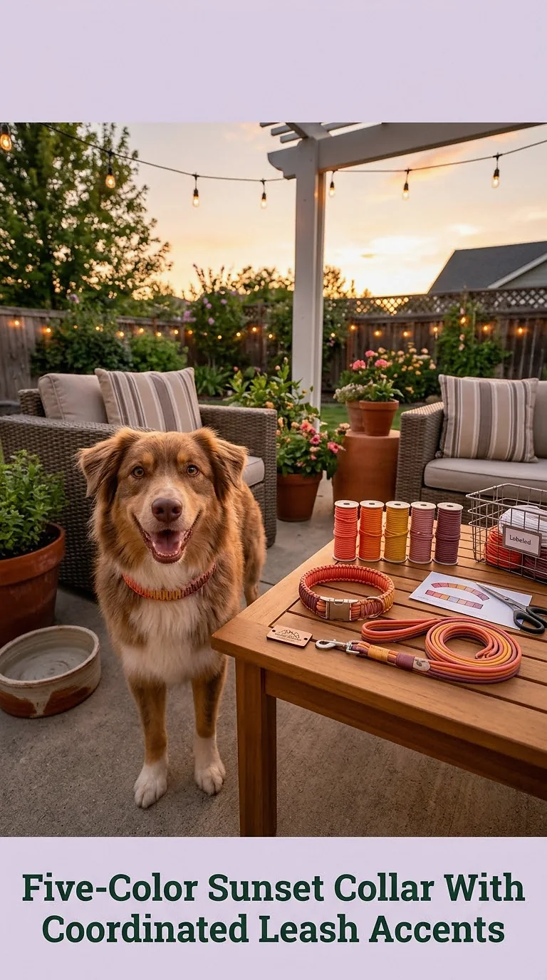 Five-Color Sunset Collar With Coordinated Leash Accents