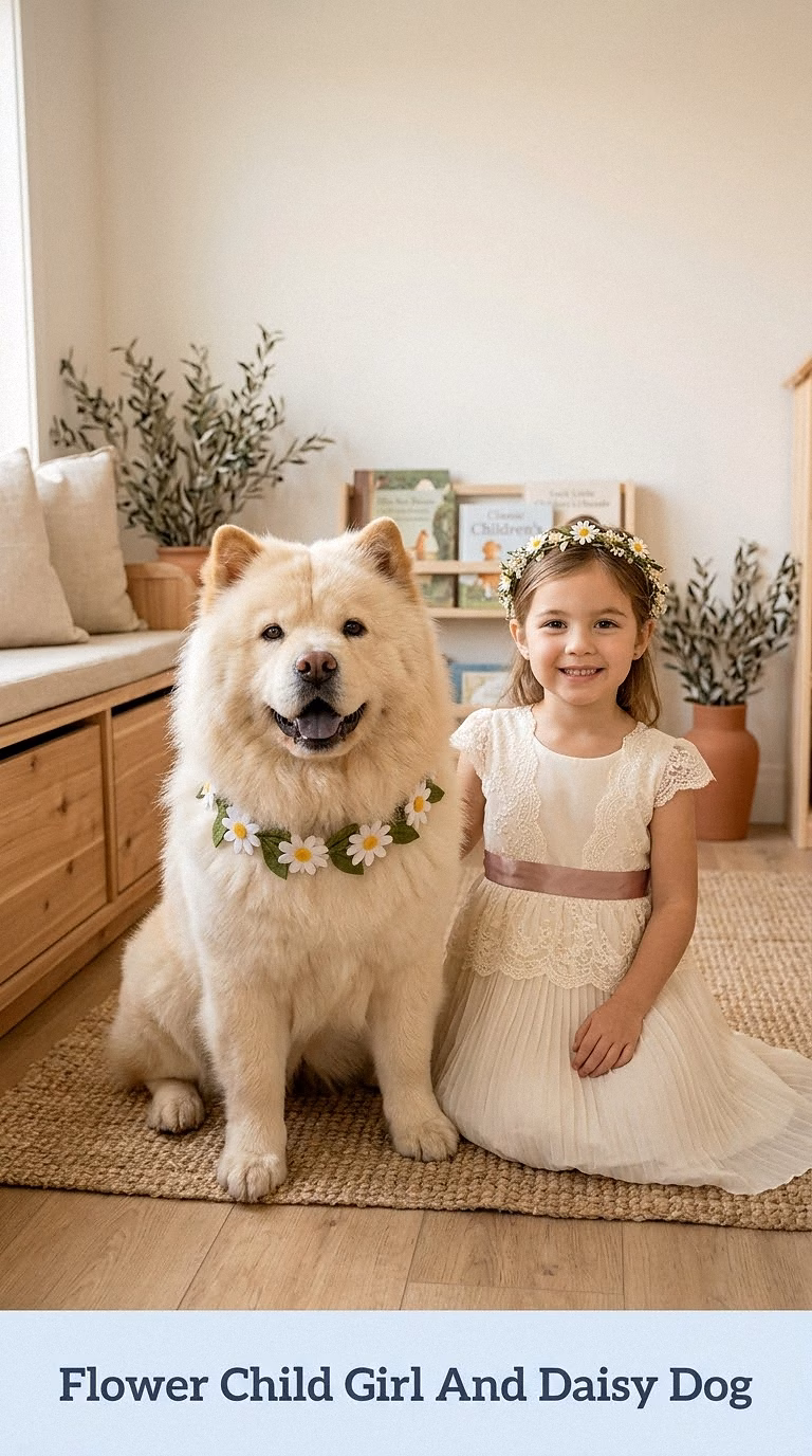 Flower Child Girl And Daisy Dog