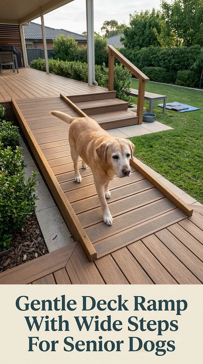 Gentle Deck Ramp With Wide Steps For Senior Dogs