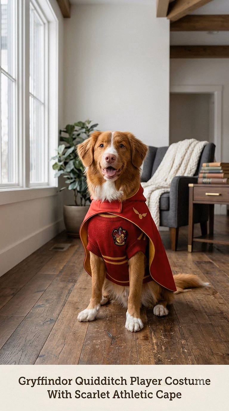 Gryffindor Quidditch Player Costume With Scarlet Athletic Cape
