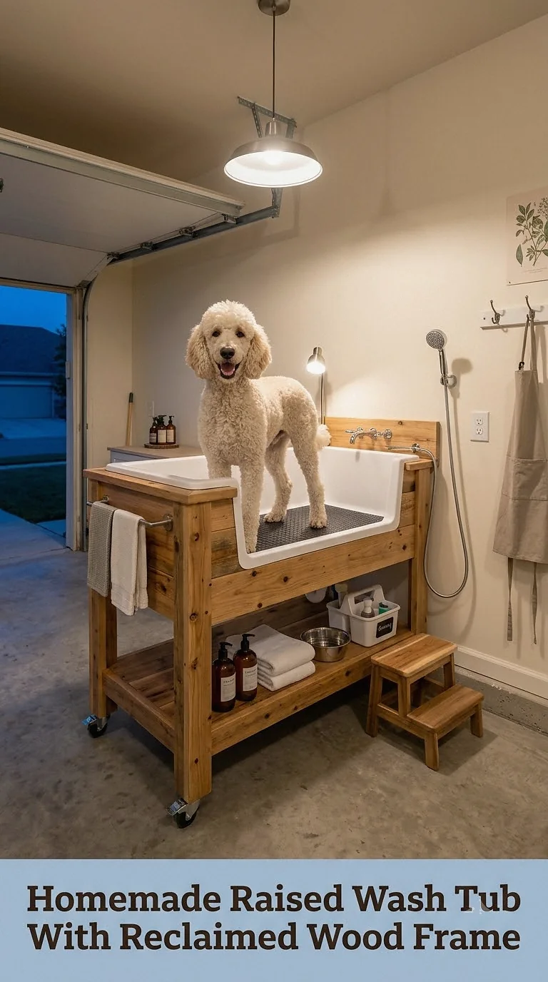 Homemade Raised Wash Tub With Reclaimed Wood Frame