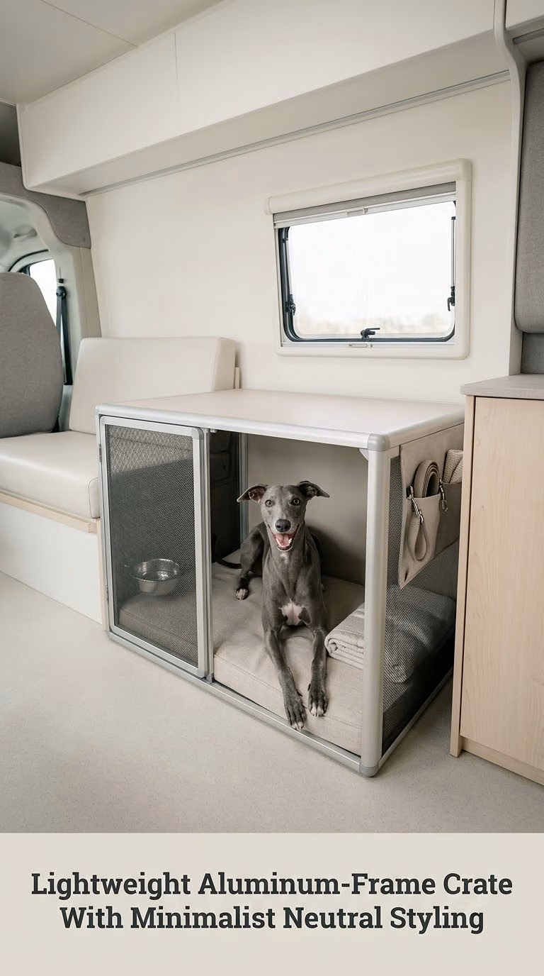 Lightweight Aluminum-Frame Crate With Minimalist Neutral Styling