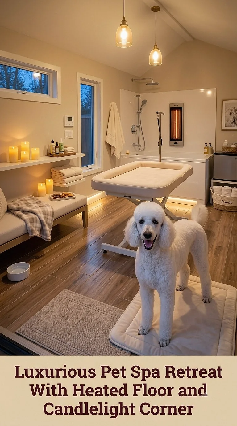 Luxurious Pet Spa Retreat With Heated Floor and Candlelight Corner