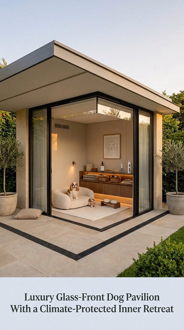 12. Luxury Glass-Front Dog Pavilion With a Climate-Protected Inner Retreat