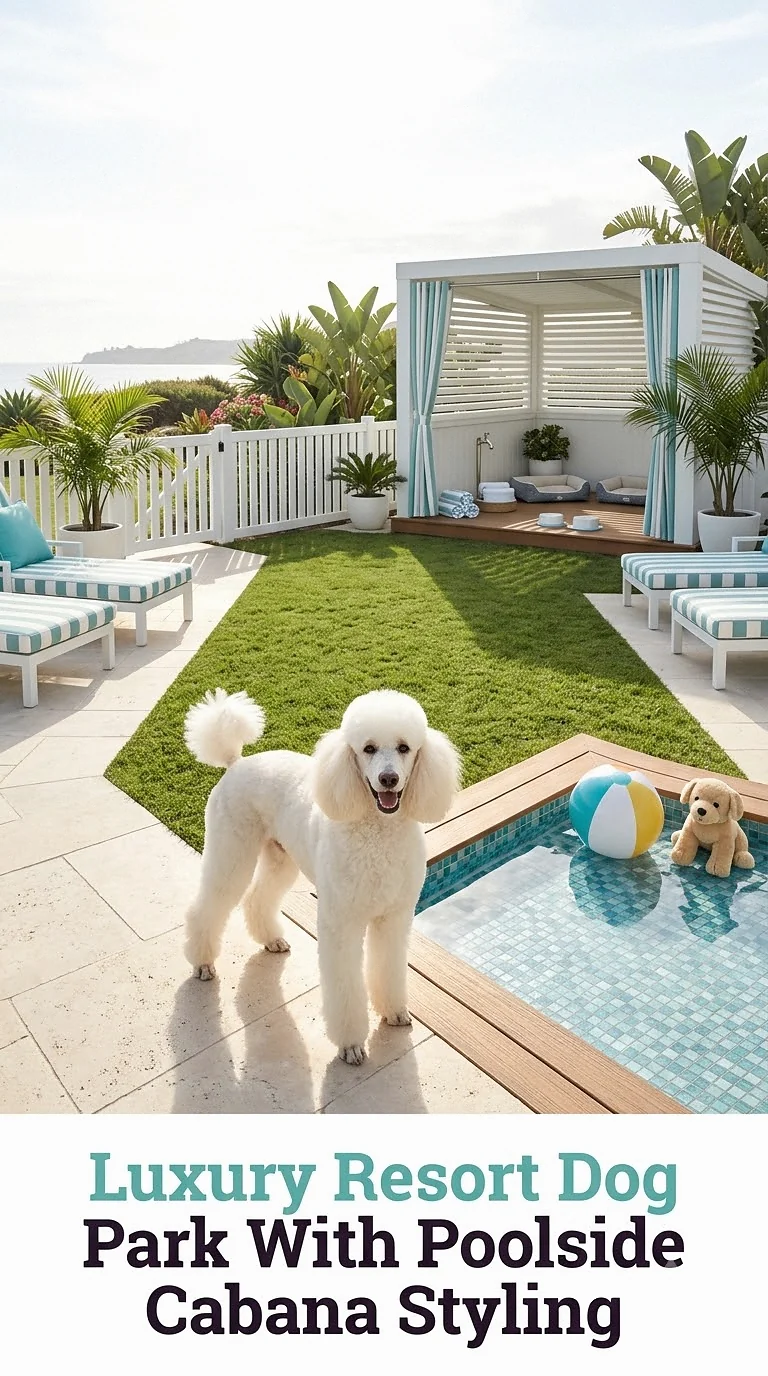 Luxury Resort Dog Park With Poolside Cabana Styling