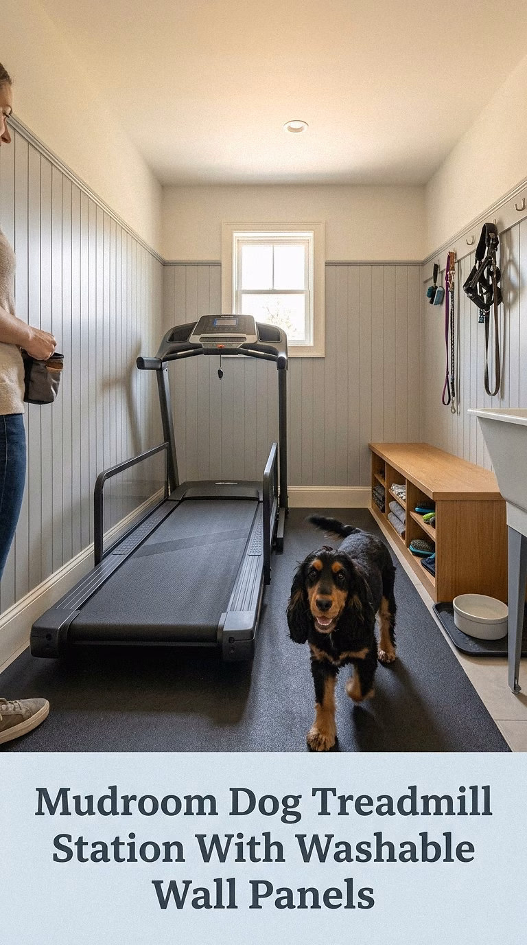 Mudroom Dog Treadmill Station With Washable Wall Panels