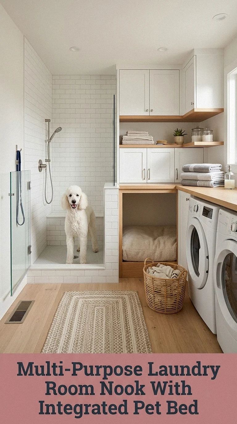 Multi-Purpose Laundry Room Nook With Integrated Pet Bed