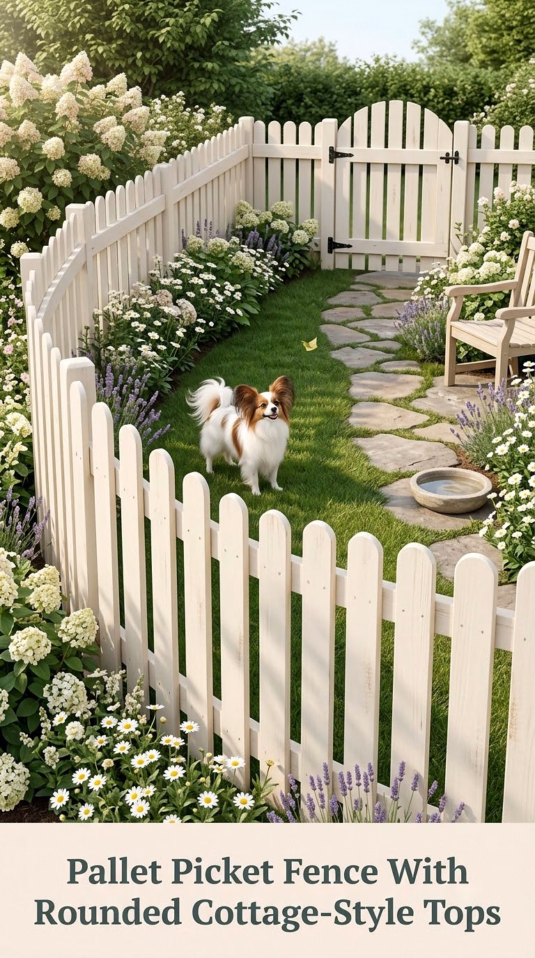 Pallet Picket Fence With Rounded Cottage-Style Tops