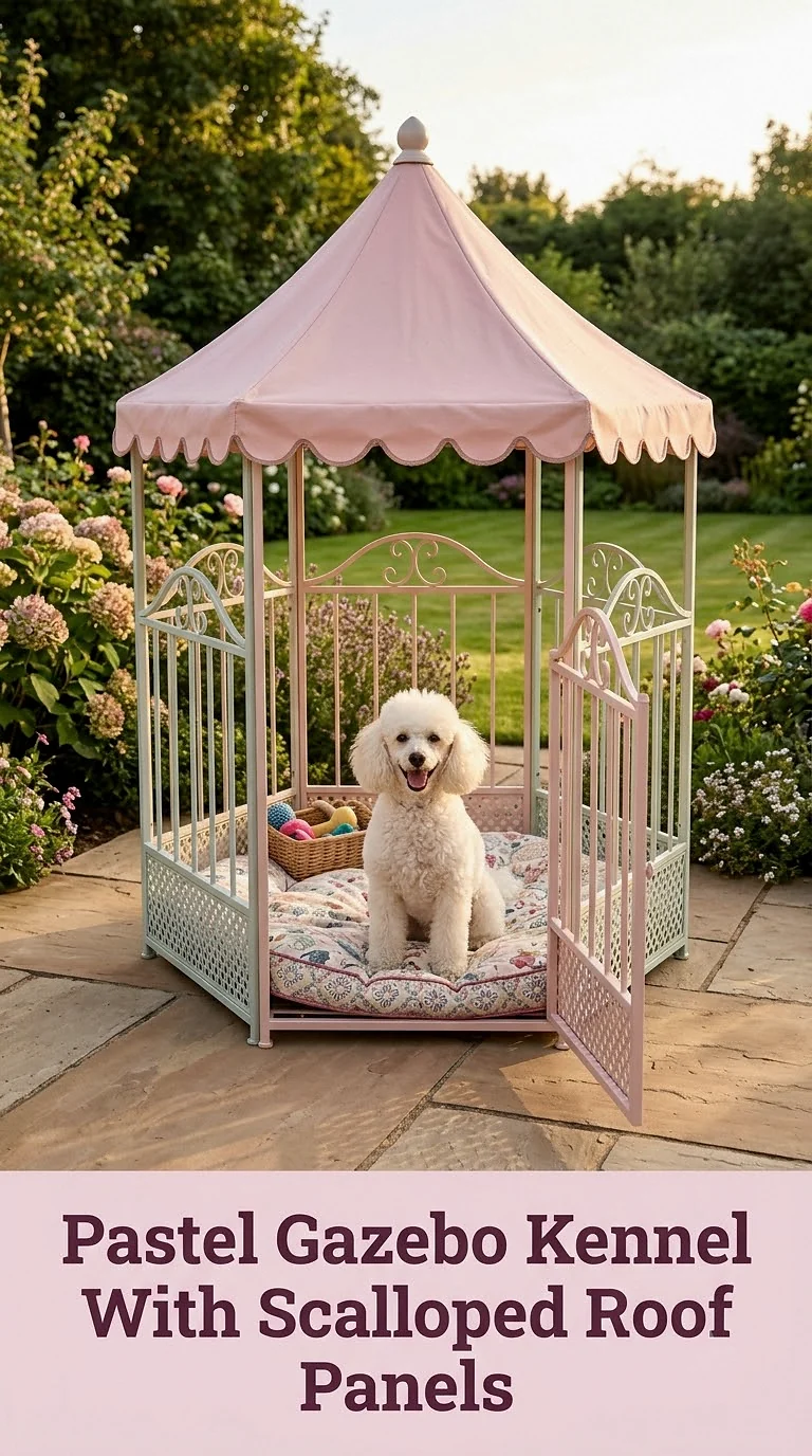 Pastel Gazebo Kennel With Scalloped Roof Panels