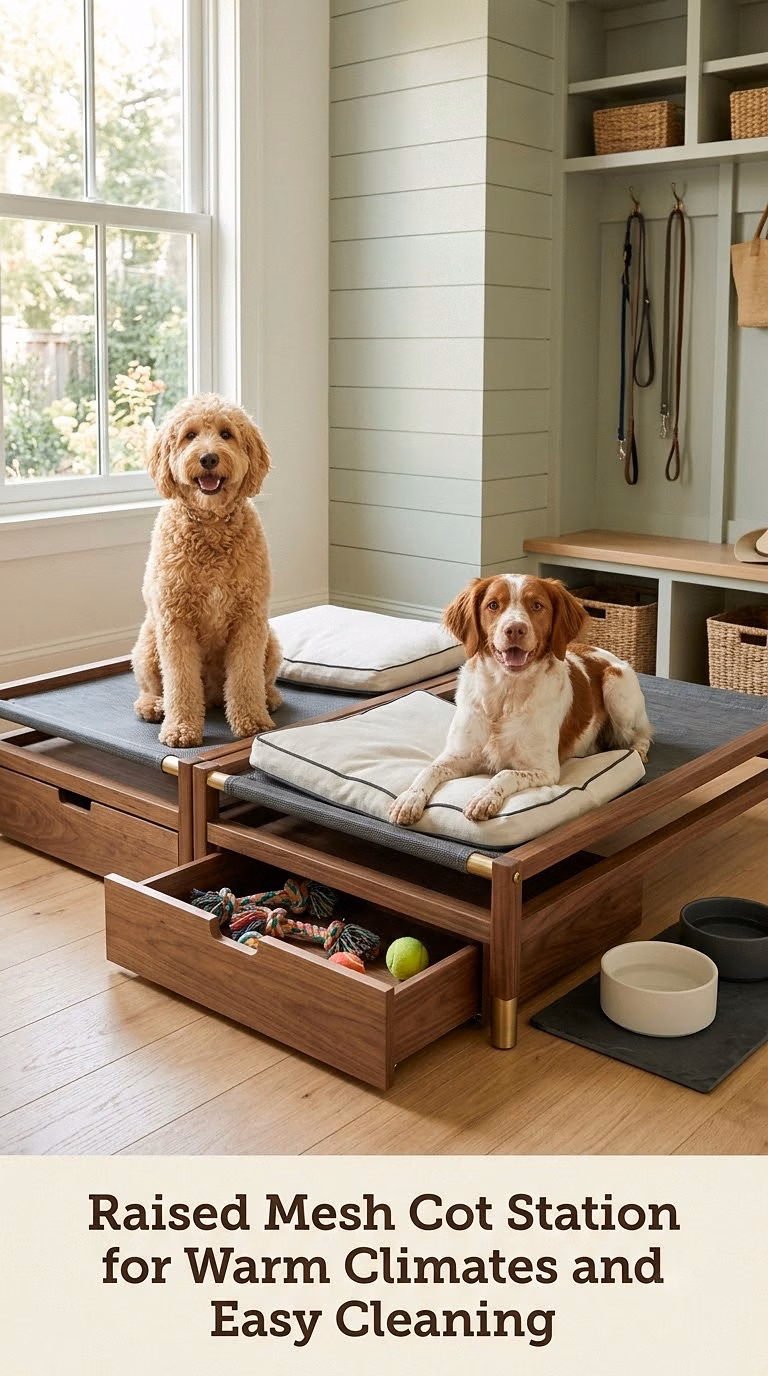 Raised Mesh Cot Station for Warm Climates and Easy Cleaning