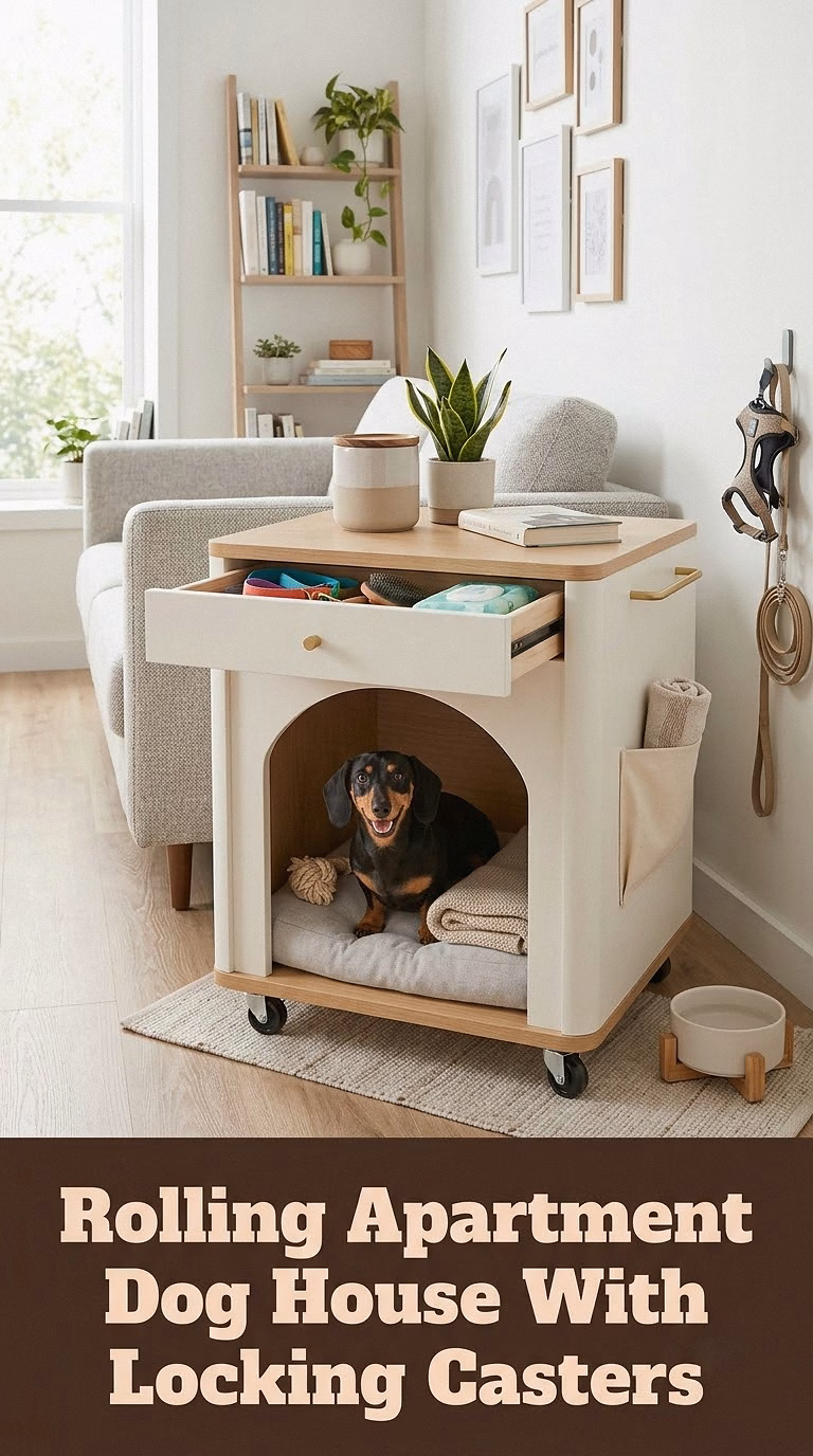 12. Rolling Apartment Dog House With Locking Casters