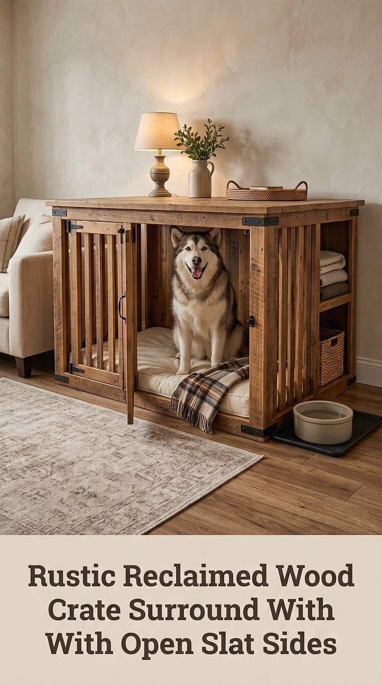 Rustic Reclaimed Wood Crate Surround With Open Slat Sides