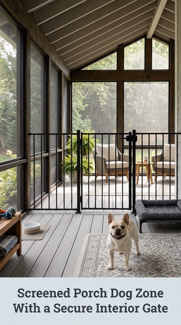 Screened Porch Dog Zone With a Secure Interior Gate