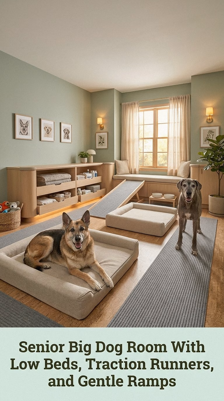12. Senior Big Dog Room With Low Beds, Traction Runners, and Gentle Ramps