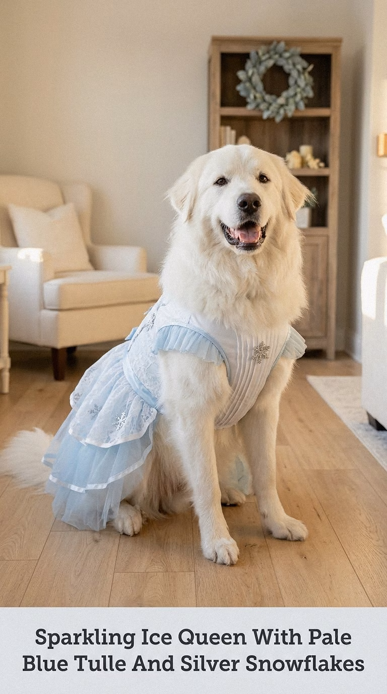 Sparkling Ice Queen With Pale Blue Tulle And Silver Snowflakes