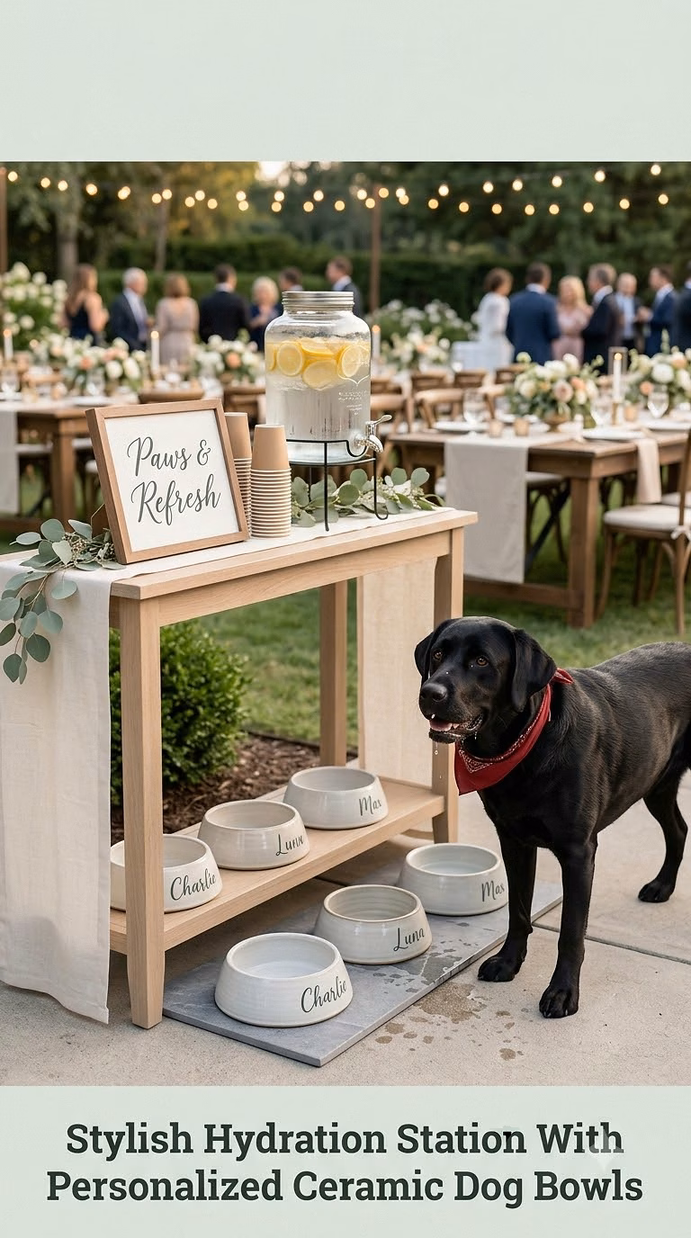 Stylish Hydration Station With Personalized Ceramic Dog Bowls
