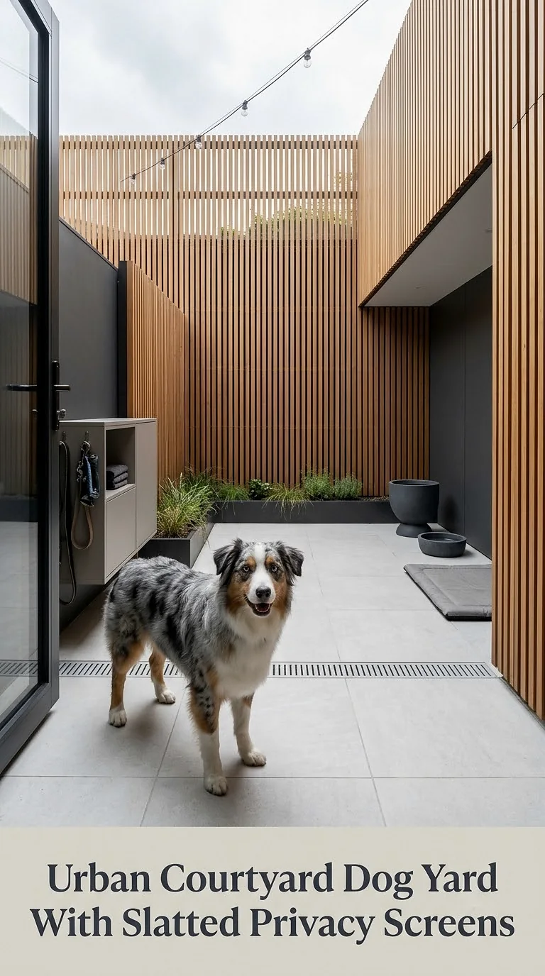 Urban Courtyard Dog Yard With Slatted Privacy Screens