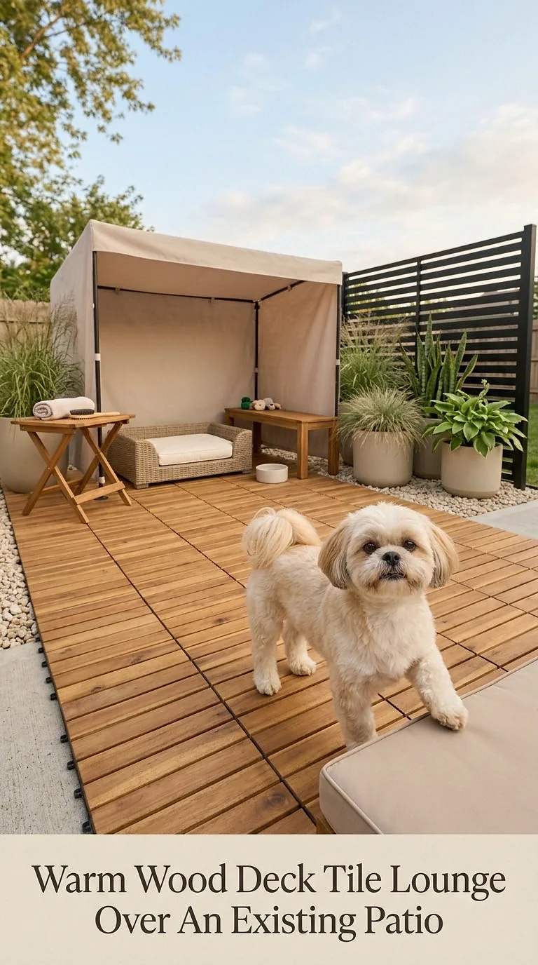 Warm Wood Deck Tile Lounge Over An Existing Patio