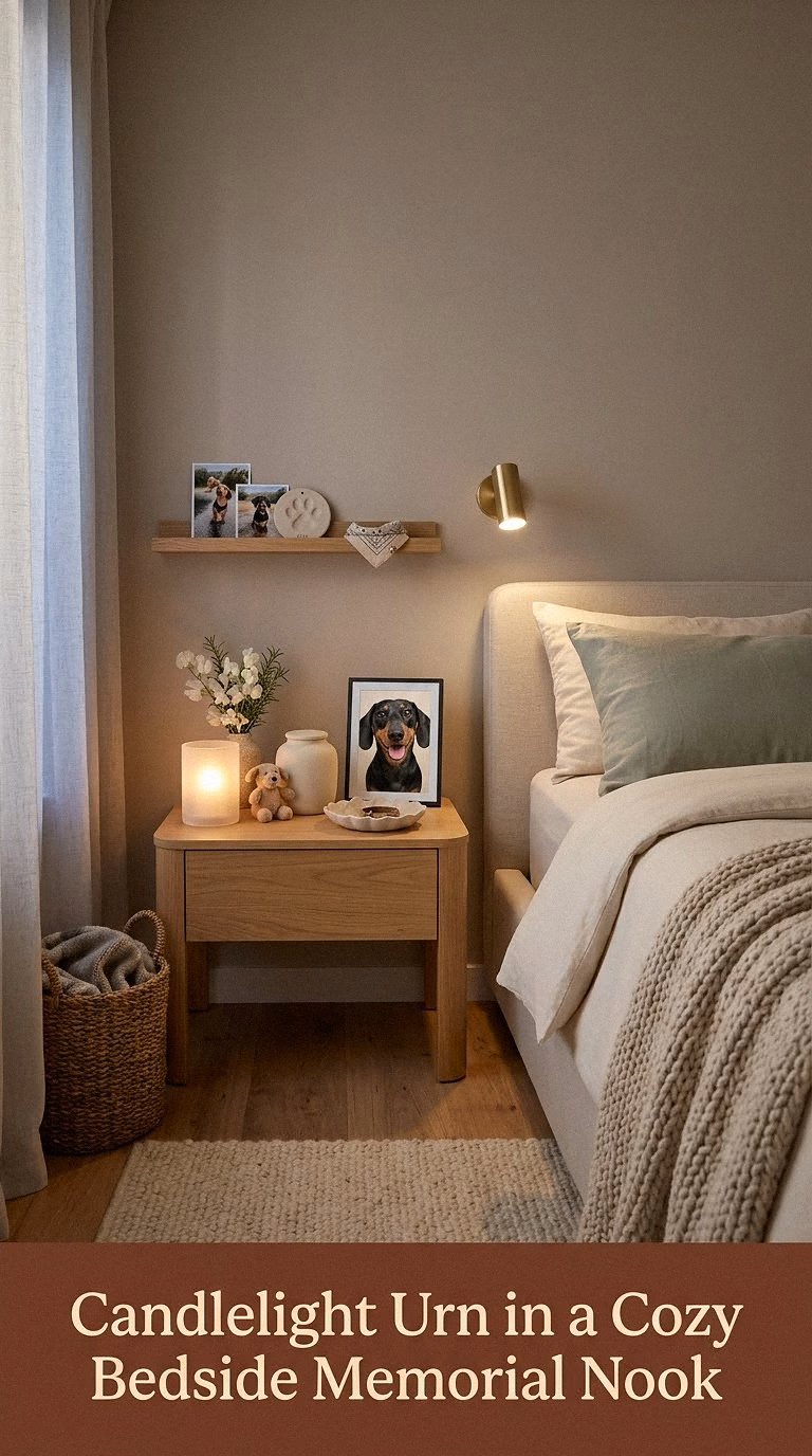 13. Candlelight Urn in a Cozy Bedside Memorial Nook