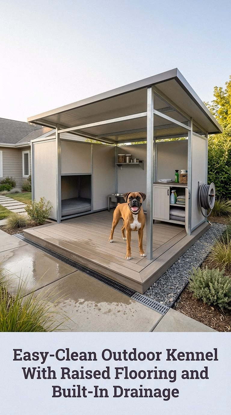 13. Easy-Clean Outdoor Kennel With Raised Flooring and Built-In Drainage