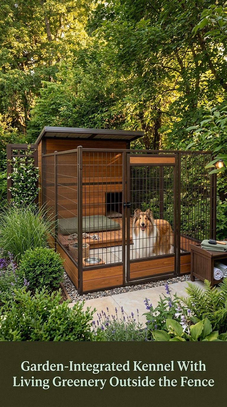 13. Garden-Integrated Kennel With Living Greenery Outside the Fence