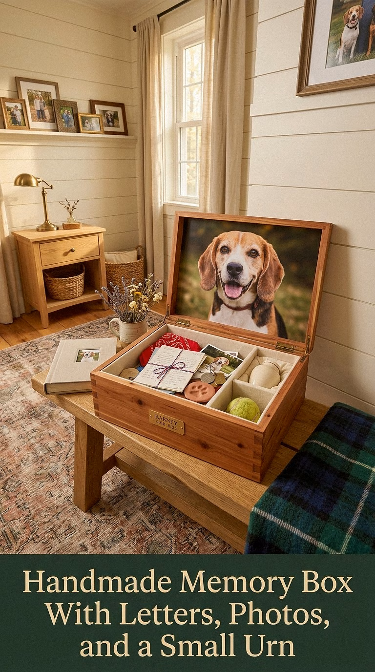13. Handmade Memory Box With Letters, Photos, and a Small Urn