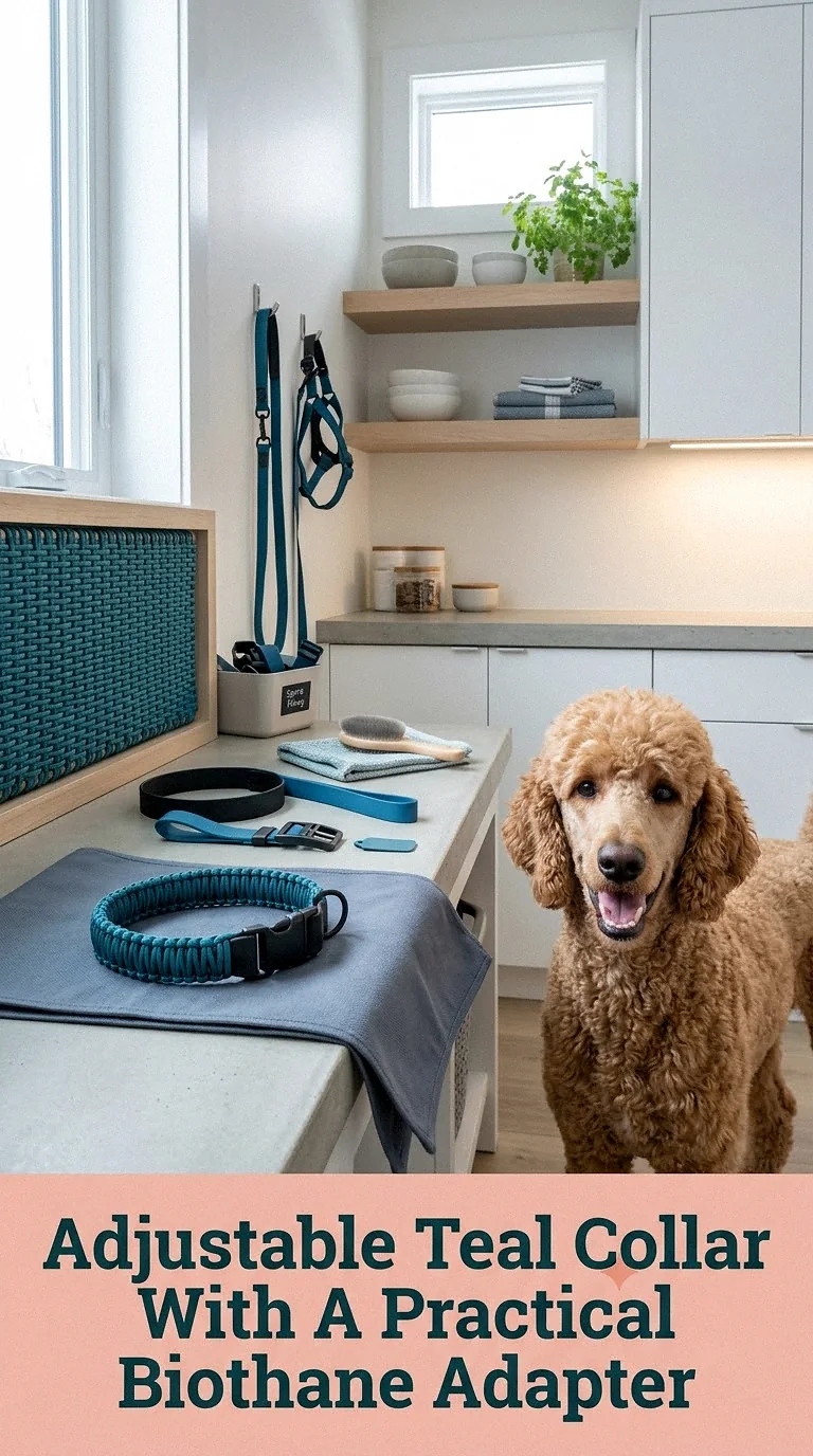 Adjustable Teal Collar With A Practical Biothane Adapter