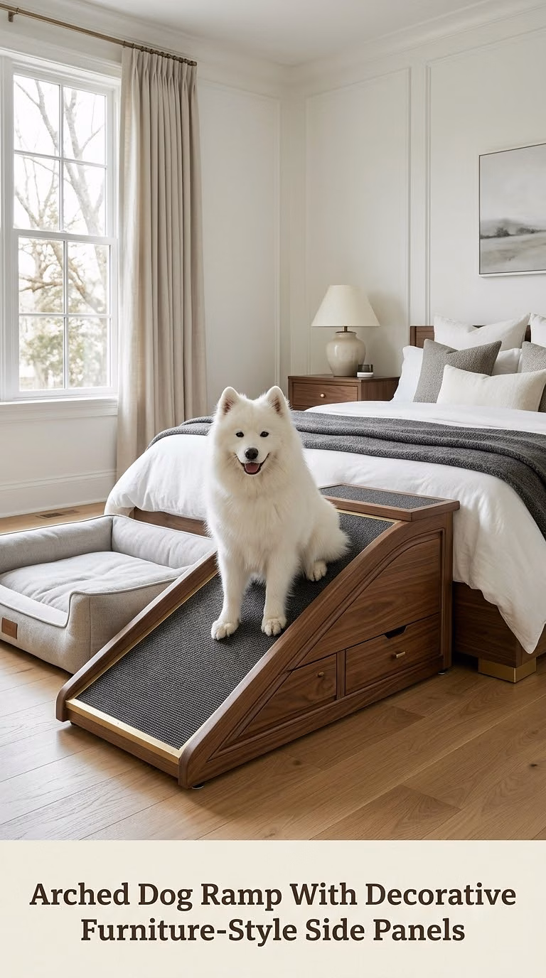 Arched Dog Ramp With Decorative Furniture-Style Side Panels