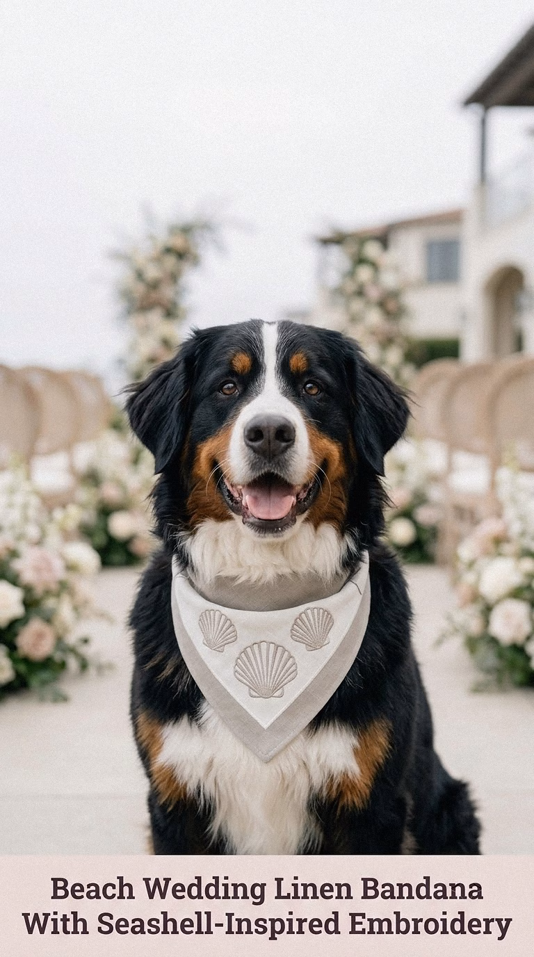 Beach Wedding Linen Bandana With Seashell-Inspired Embroidery
