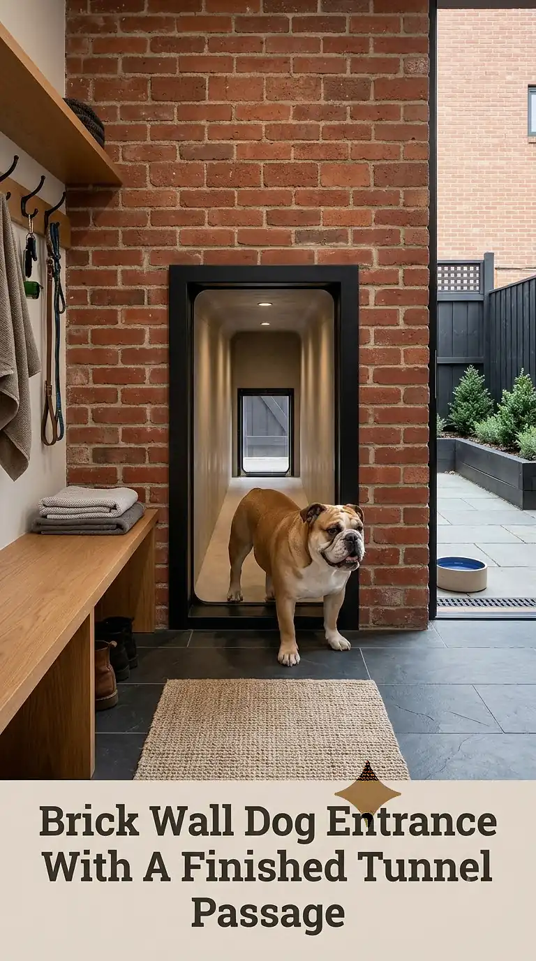 Brick Wall Dog Entrance With A Finished Tunnel Passage