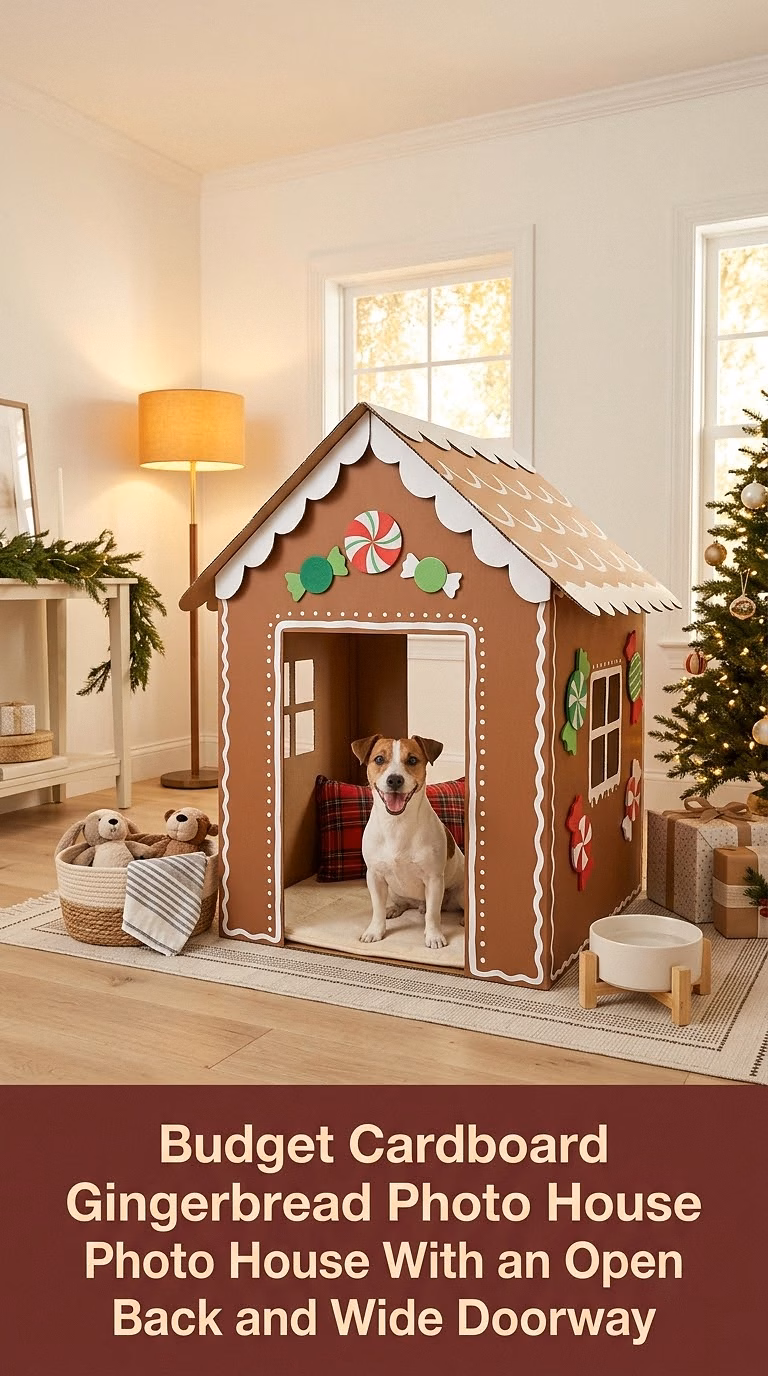 Budget Cardboard Gingerbread Photo House With an Open Back and Wide Doorway