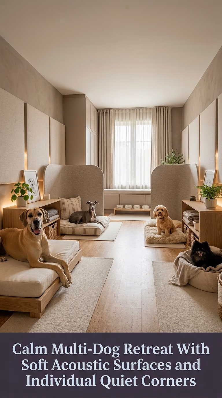 13. Calm Multi-Dog Retreat With Soft Acoustic Surfaces and Individual Quiet Corners