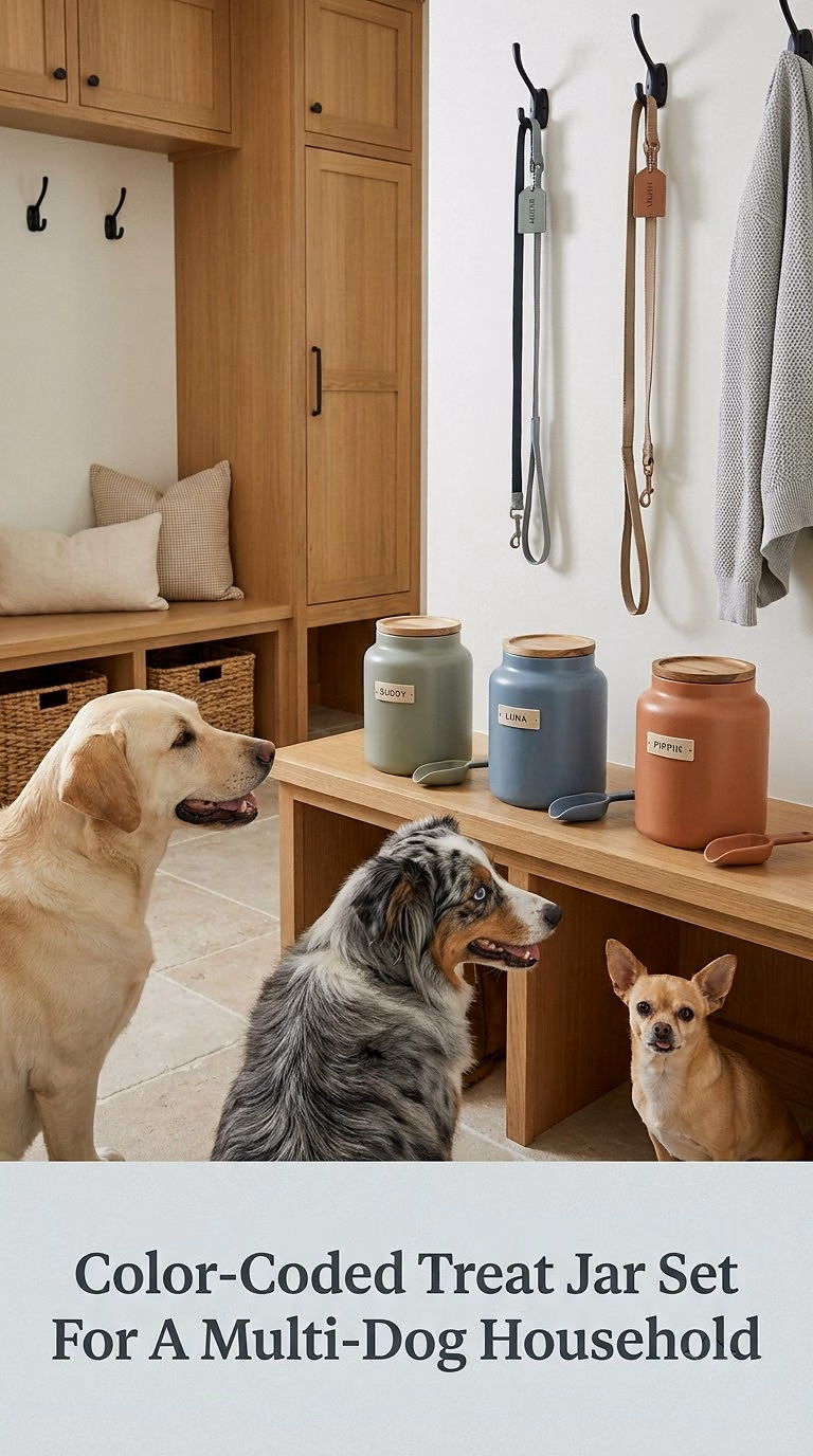 Color-Coded Treat Jar Set For A Multi-Dog Household