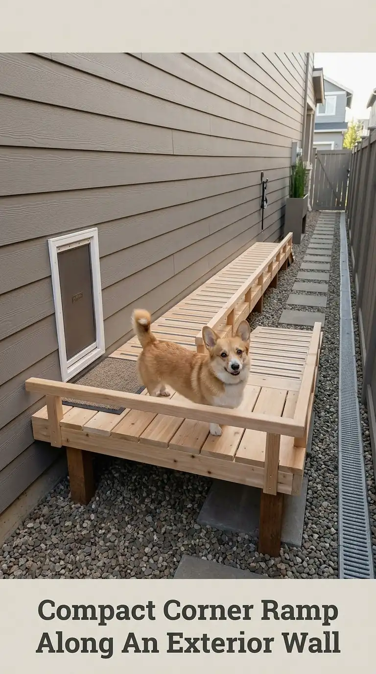 Compact Corner Ramp Along An Exterior Wall