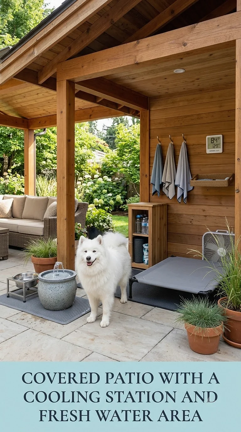 Covered Patio With A Cooling Station And Fresh Water Area