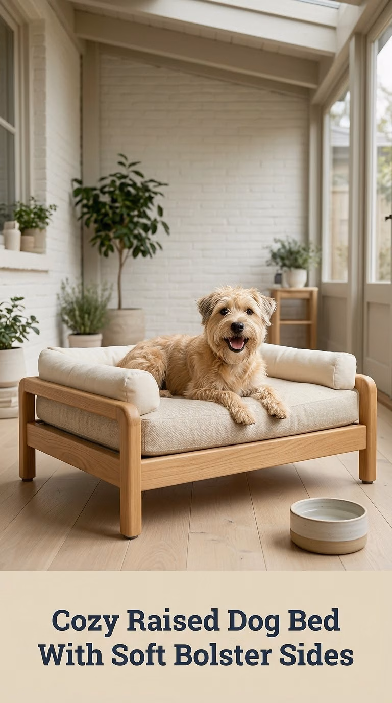 Cozy Raised Dog Bed With Soft Bolster Sides