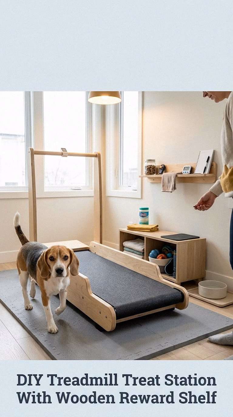 DIY Treadmill Treat Station With Wooden Reward Shelf