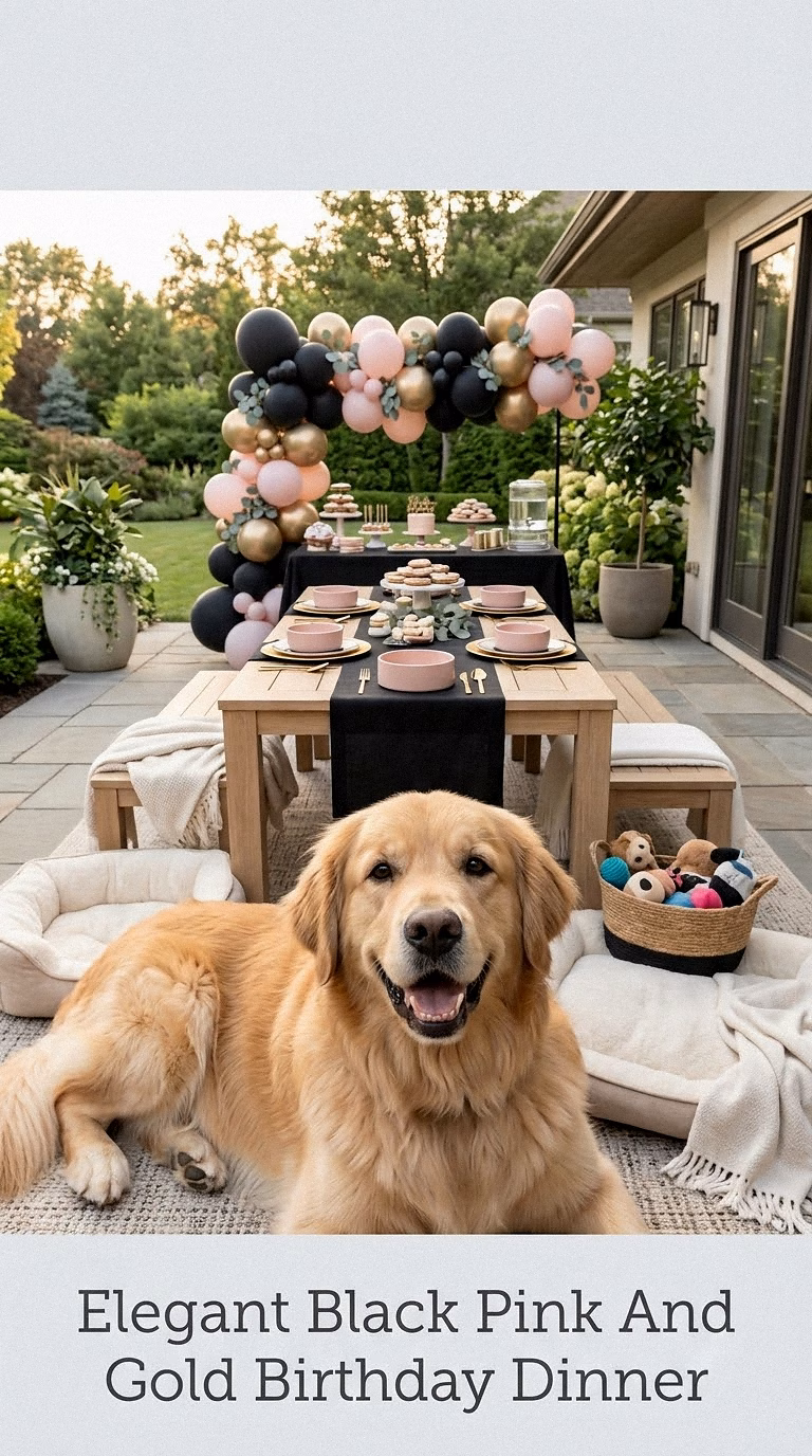 Elegant Black Pink And Gold Birthday Dinner