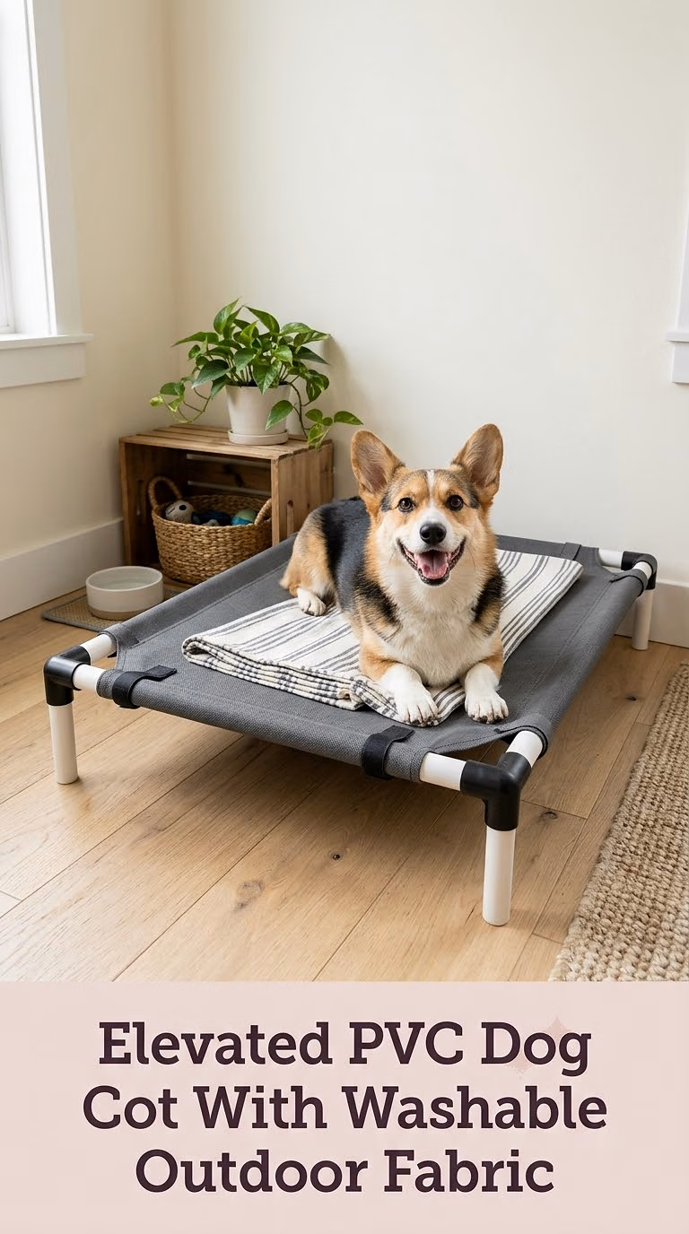 Elevated PVC Dog Cot With Washable Outdoor Fabric